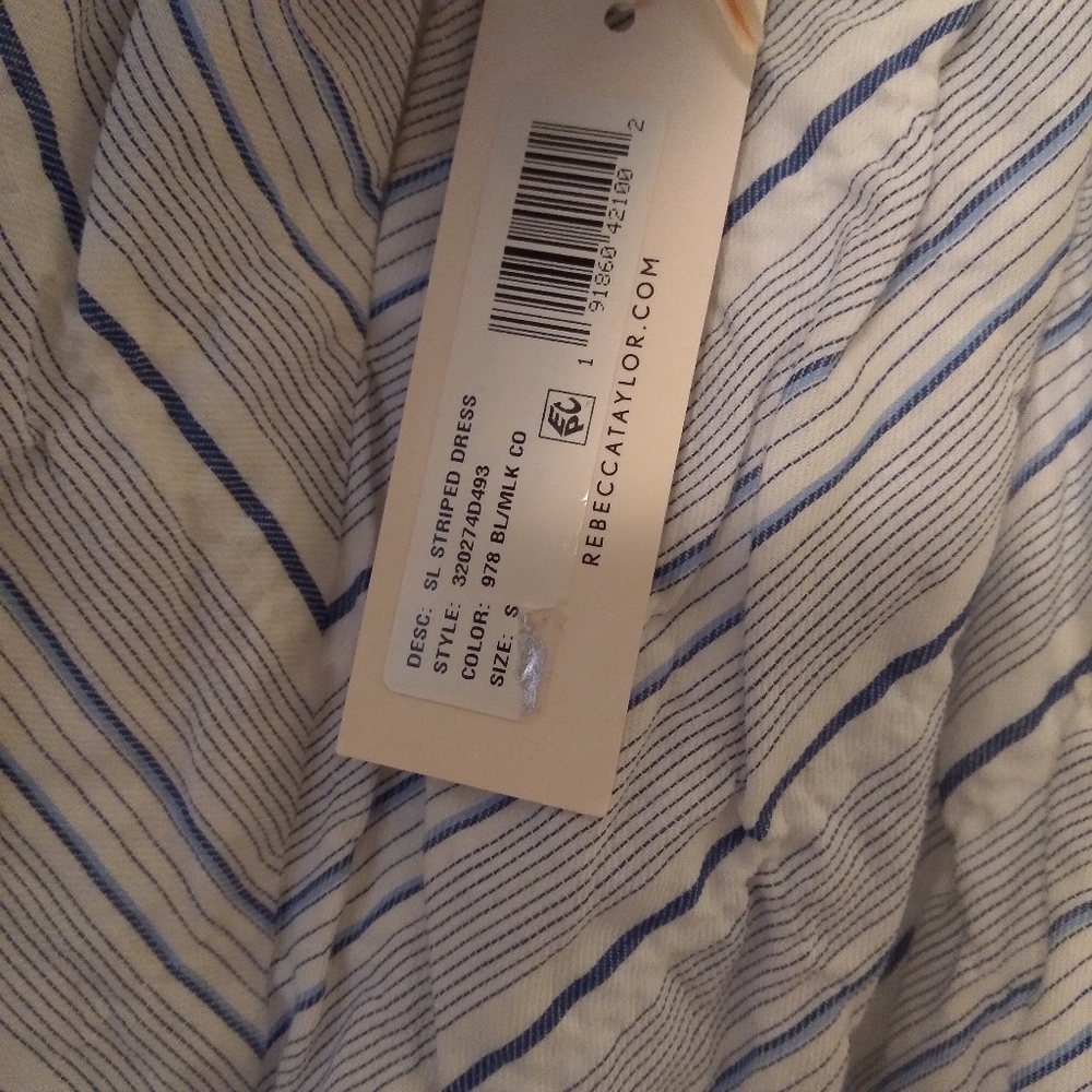 NWT Rebecca Taylor Striped Linen-Blend Dress (S) - Picture 3 of 4